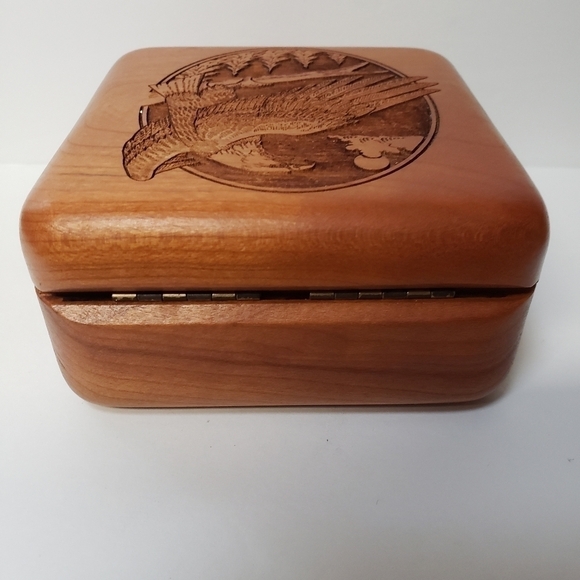 Eagle Coaster Set 4 Wilderness Wood Laser Cut Etched With Lined Box - Picture 7 of 8